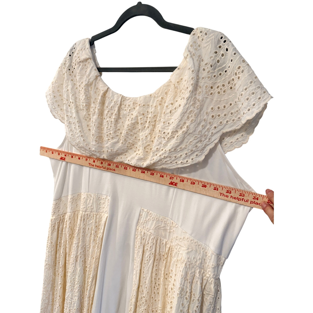 C Wonder 2X Christian Siriano Off Shoulder Eyelet Boho Maxi Dress $149 NEW Cream - Picture 6 of 11